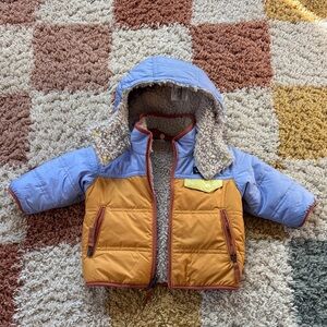 Patagonia Tribbles Baby Jacket in Blue and Orange (Dried Mango)